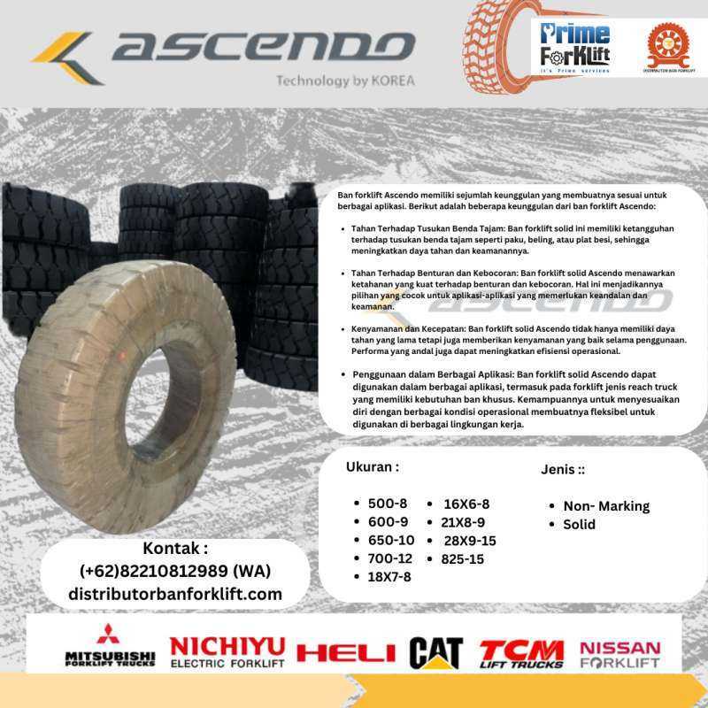 Jual Ban Forklift Ascendo Solid 5008 di Seller DISTRIBUTOR BAN