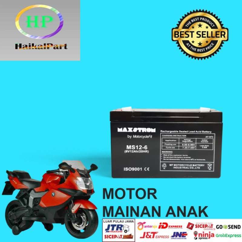 Promo AKI VRLA MOTOR MAINAN ANAK PLIKO 6V 12AH MAXSTROM MS12-6 ORI