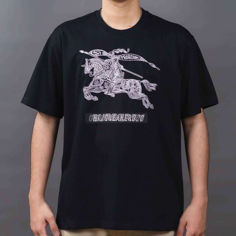 BURBERRY PRORSUM EMBROIDERED EKD OXFORD BLACK TEE 100 AUTHENTIC