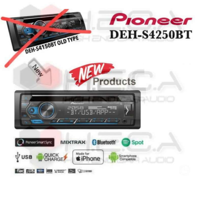 Promo Pioneer DEH-S4250BT Bluetooth Single Din Tape Mobil Audio DEH ...