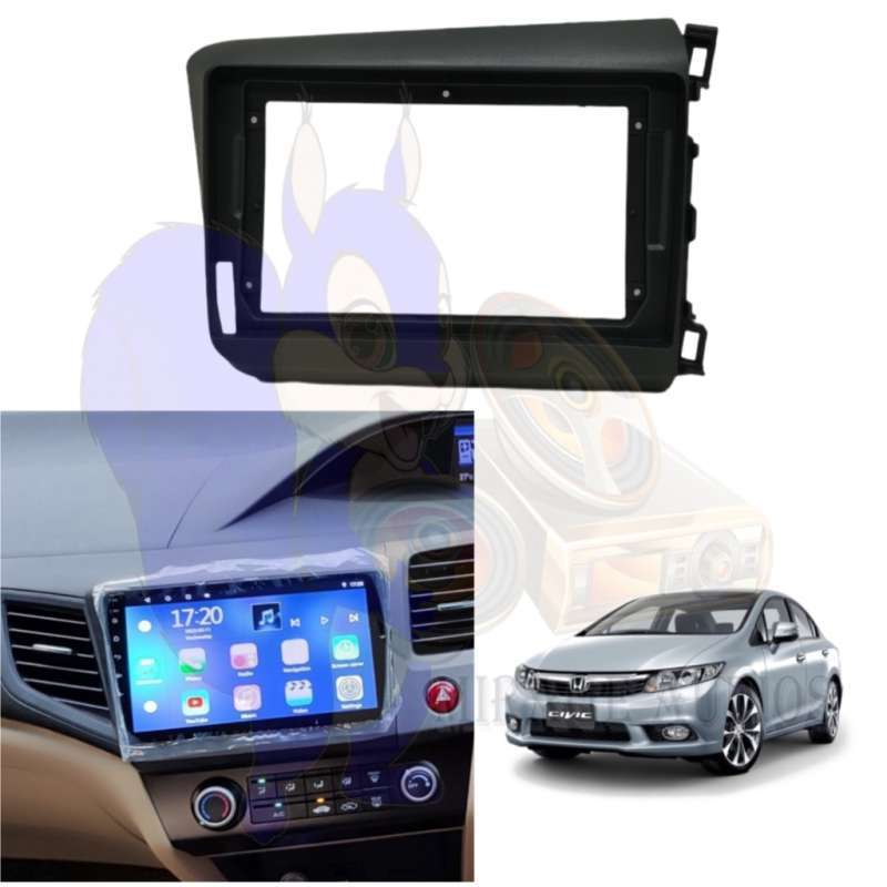 9-Inch Car Stereo Fascia Panel Trim Frame For Honda Civic 2012–2016 – Black, Universal Fit