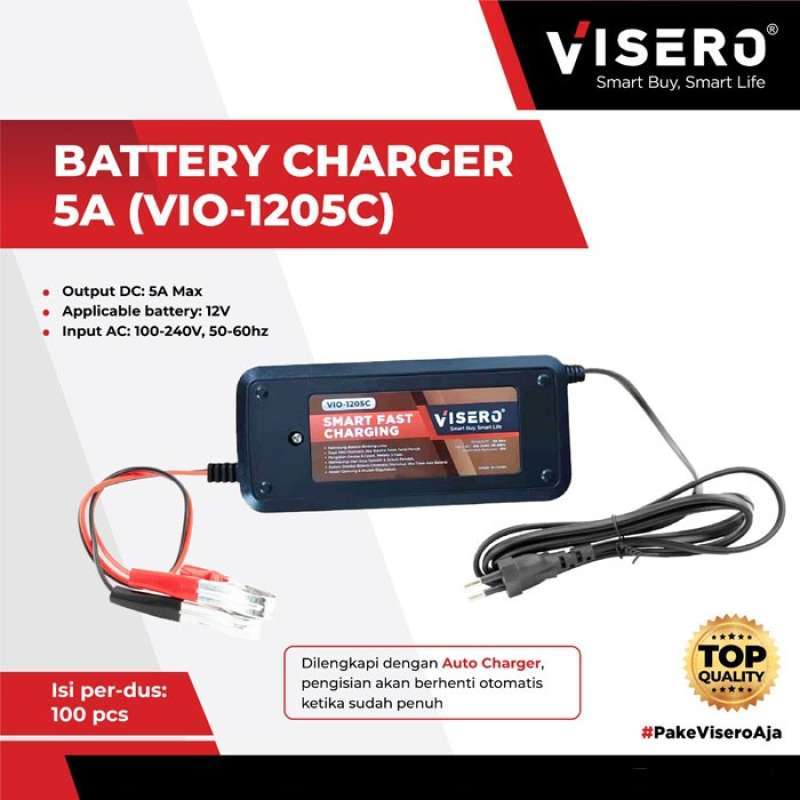 Promo Visero VIO-1205C Battery Charger 5A 12V Charge Accu Cas Aki