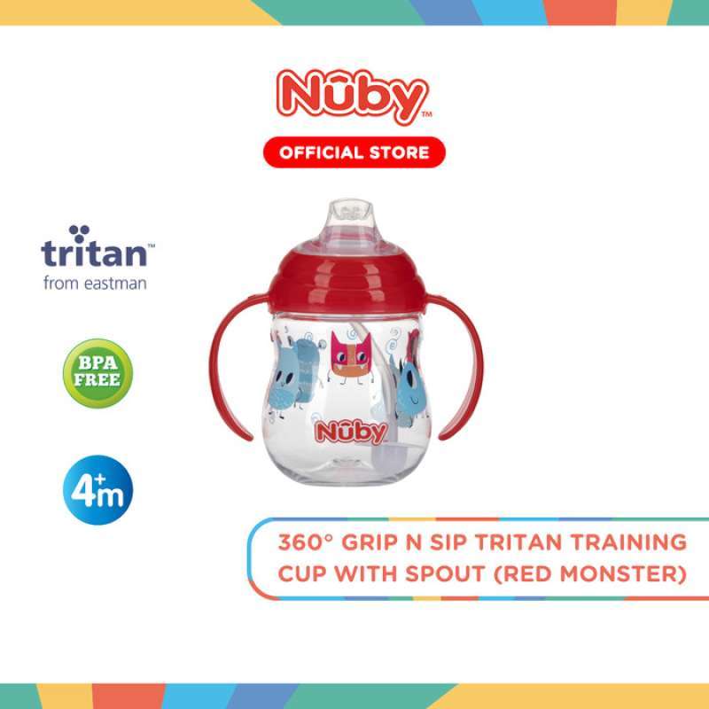 Promo Nuby 360Â° Grip N Sip Training Cup Spout (Red) - Gelas Minum Anak ...