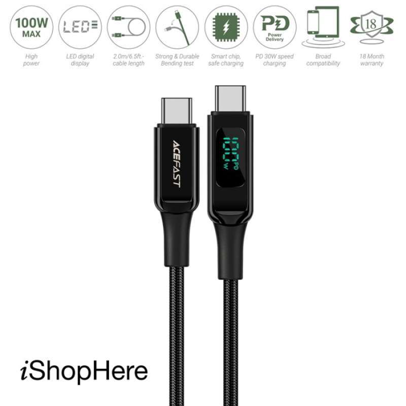 Promo ACEFAST KABEL DATA CHARGING TYPE C TO TYPE-C 100W 2 METER LED C6 ...