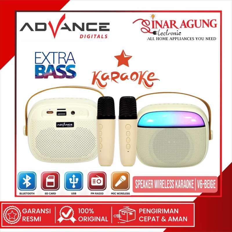 Promo ADVANCE V6 PORTABLE MINI SPEAKER WIRELESS KARAOKE EXTRA BASS