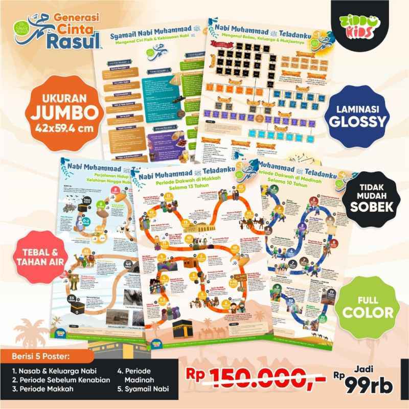 Promo Poster Sirah Nabi ISI 5 Lembar SERI 1 Siroh Nabi Muhammad ...