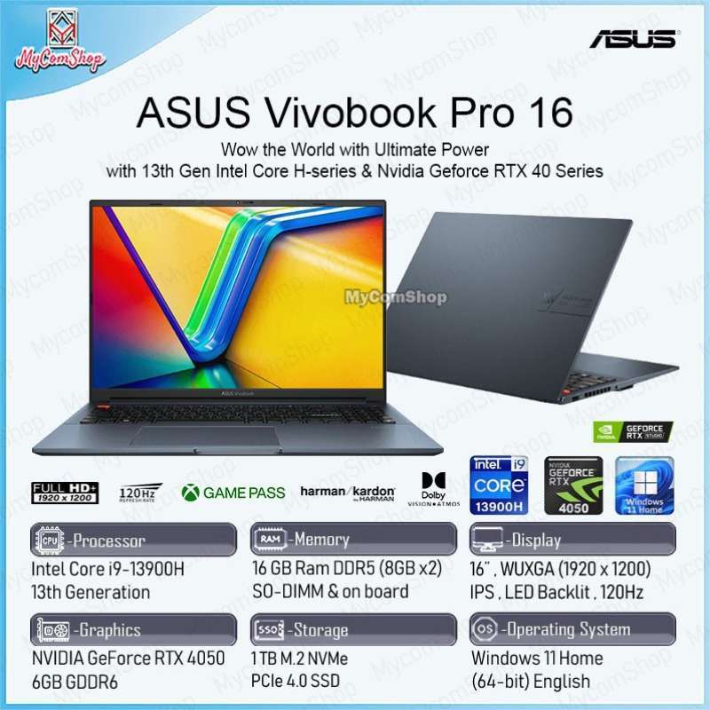 ASUS VIVOBOOK PRO 16 I9-13900H 16GB RAM 1TB SSD RTX 4050 6GB 16
