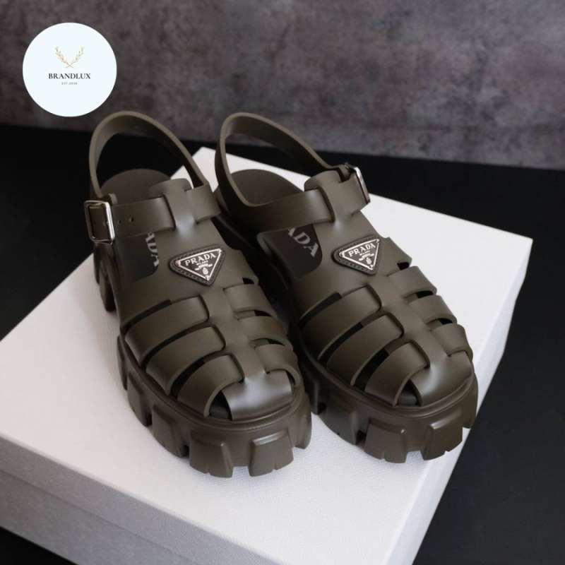 PRADA 湿さ Crisscross leather sandals 8.5UK