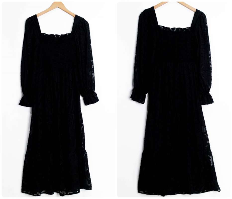 Jual Ab470404 Long Dress Midi Gaun Pesta Brukat Lengan Panjang Transparan  Wanita Korea Import Hitam Black Di Seller Amelie Butik - Wijaya Kusuma,  Kota Jakarta Barat | Blibli
