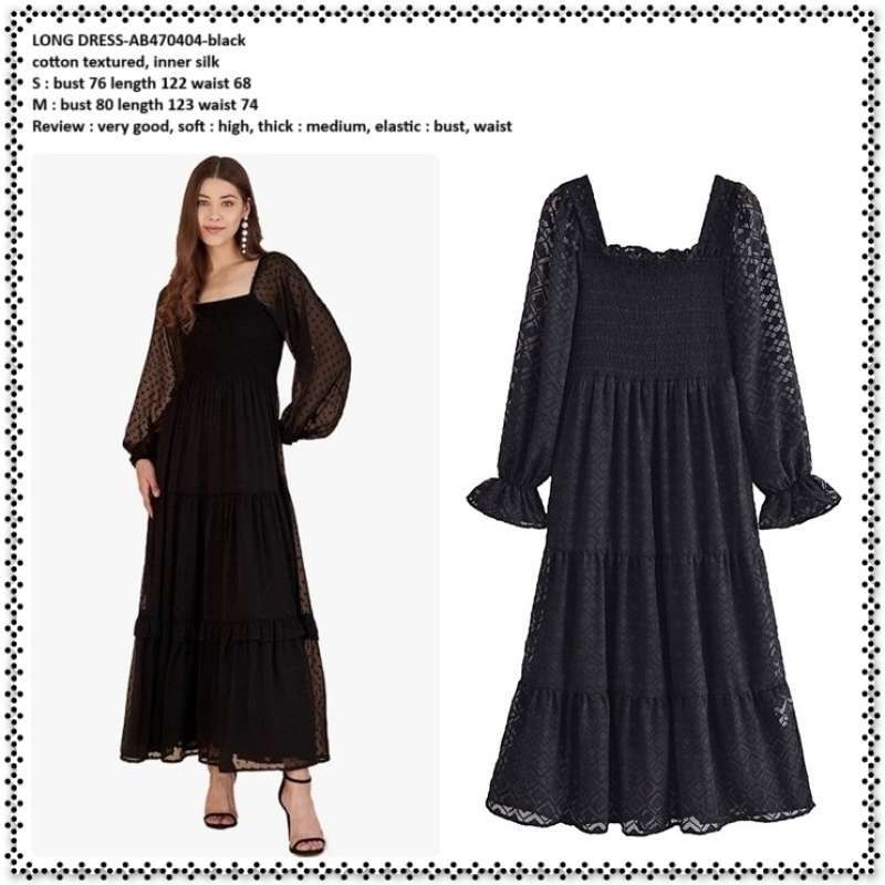 Jual Ab470404 Long Dress Midi Gaun Pesta Brukat Lengan Panjang Transparan  Wanita Korea Import Hitam Black Di Seller Amelie Butik - Wijaya Kusuma,  Kota Jakarta Barat | Blibli