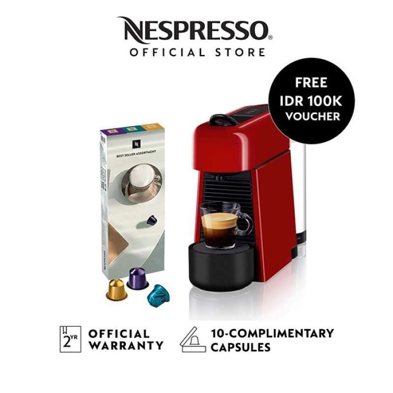 Promo Nespresso Essenza Plus Coffee Machine Red, Bundle With 30 ...