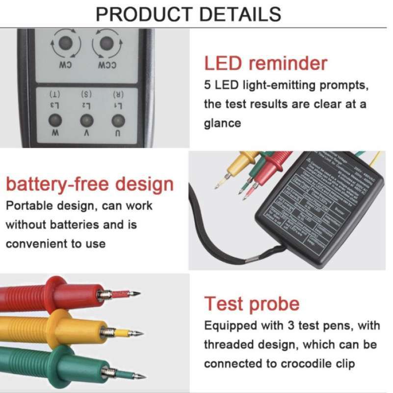 Promo Sp8030 Three 3 Phase Rotation Indicator Meter 200v - 600v Ac ...