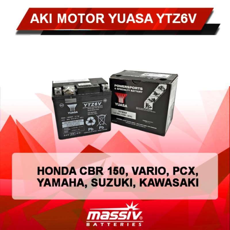 Promo Aki Motor Yuasa Ytz6v / Gtz6v Untuk 125/150 Iss Scoopy Iss Diskon