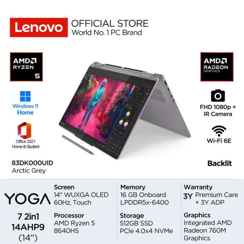 Jual Lenovo Yoga 2in1 14ahp9 0uid Amd Ryzen 8640hs Win11 16gb