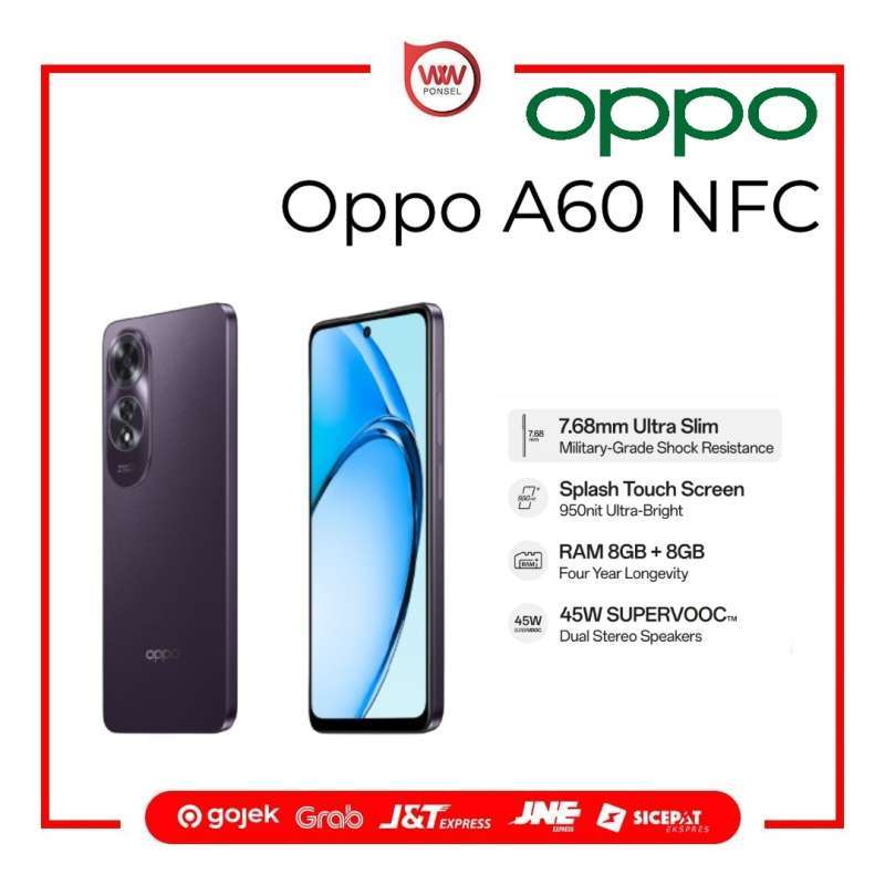 Hp Oppo A60 NFC Ram 8GB Internal 256GB Garansi Resmi