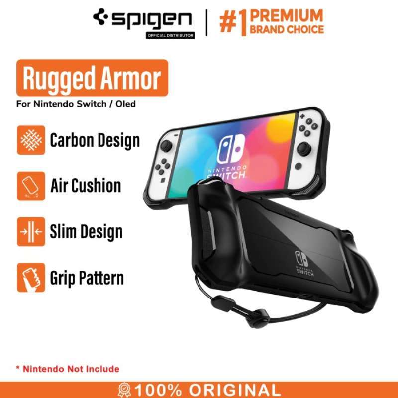 Jual Case Nintendo Switch Oled Spigen Rugged Armor Grip Cover Carbon ...