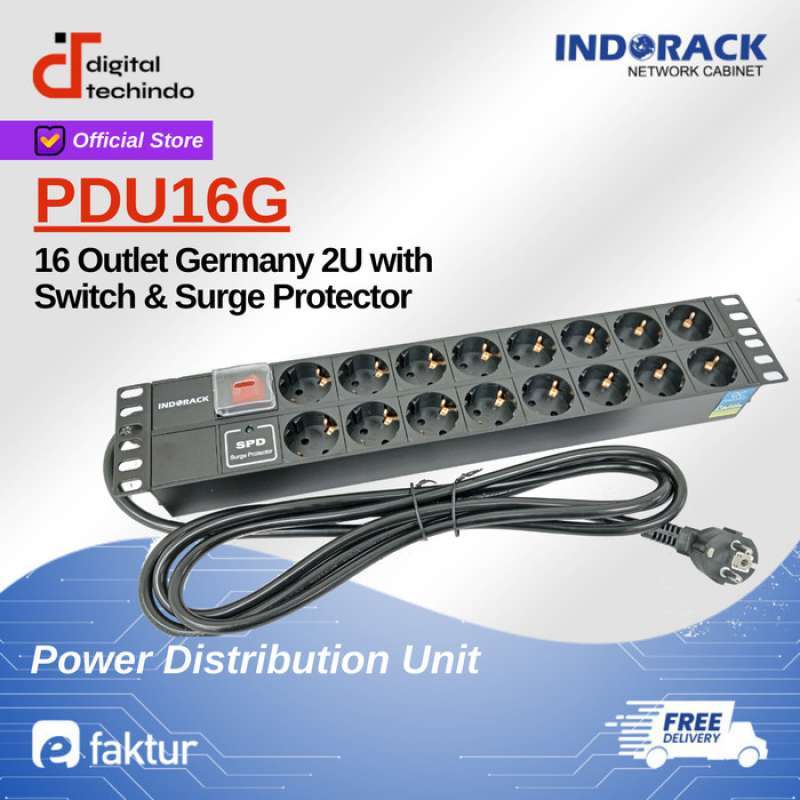 Jual Indorack Power Distribution Unit 16 Outlet Germany Colokan 16 ...