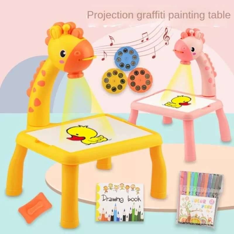 Jual Mainan Edukasi Anak Meja Projector Menggambar Melukis Easel Di ...