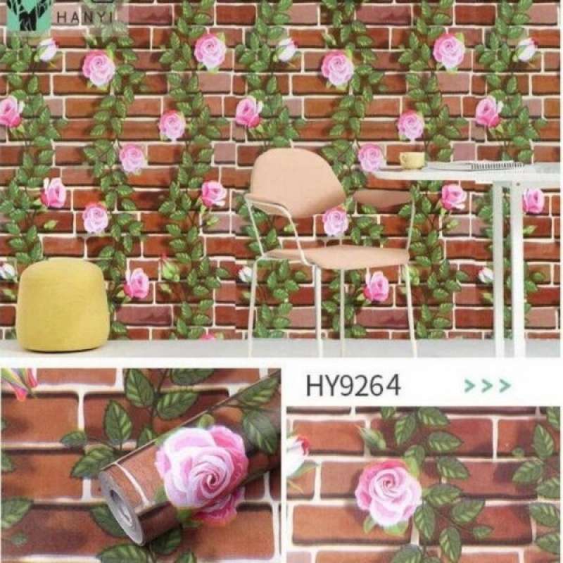 Jual Wallpaper Stickers Dinding Motif Bata Daun Bunga Ungu 10mx45cm Di
