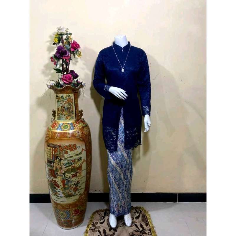 Stelan kebaya brokat tunik krah setelan kebaya wanita rok batik baju adat  wanita baju brukat wanita baju kondangan setelan brukat wanita