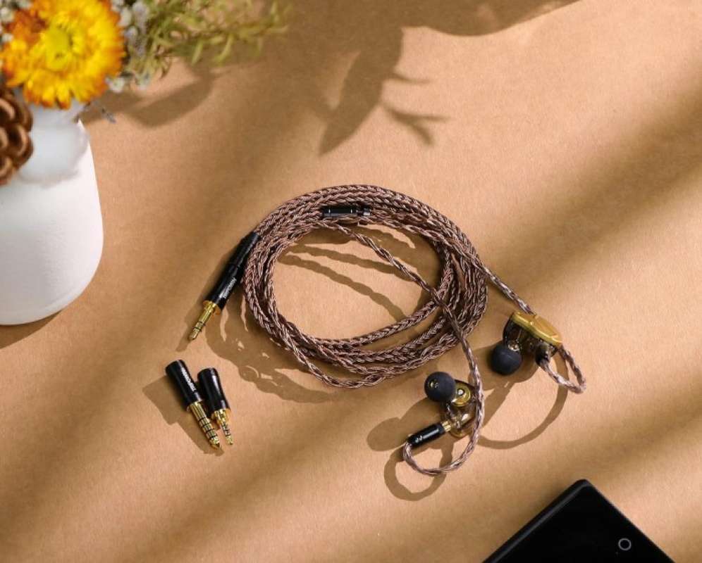 Linsoul Tripowin Noire In Ear Monitor Cable, 4 Core 24AWG OCC Upgraded HiFi Audio Cable With Detachable 3-in-1 2.5mm/3.5mm/4.4mm Plug For Audiophile Musician (2Pin 0.78mm