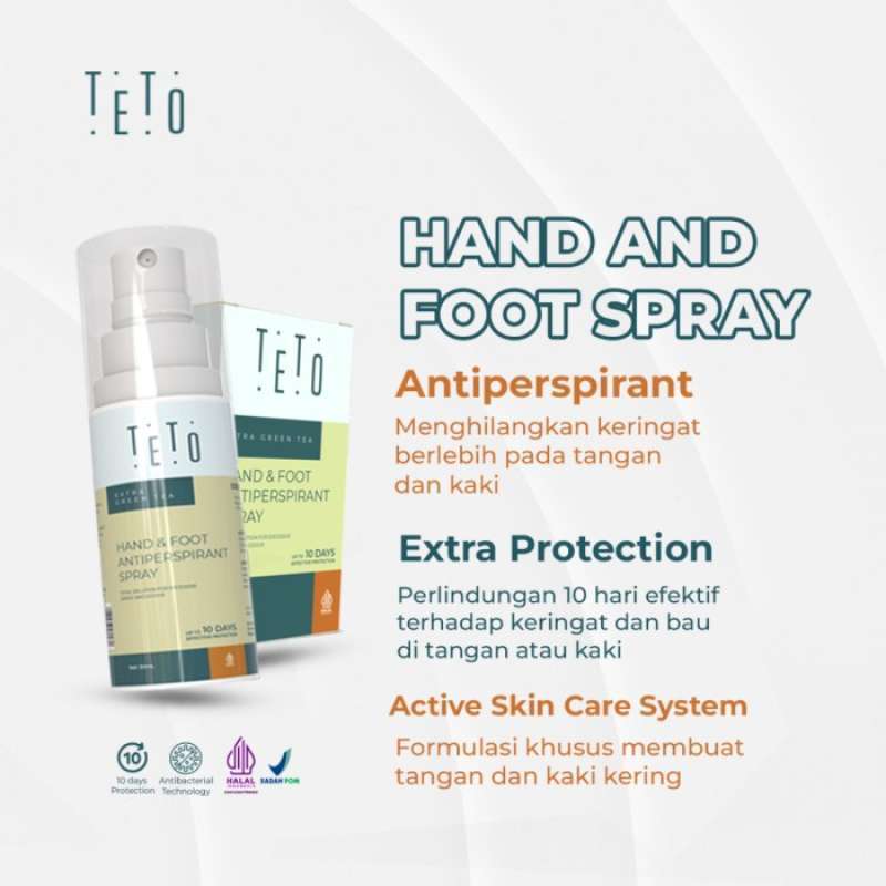 Jual Teto Hand And Foot Antiperspirant Spray 30ml Extra Green Tea Di ...