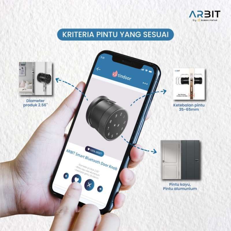 Jual Arbit Smart Home Bluetooth Door Knob Lock Fingerprint Tuya - Black ...