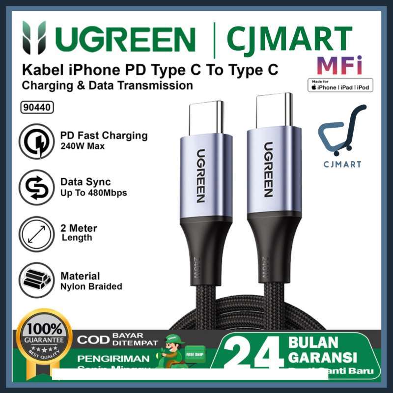 UGREEN Kabel Type C to Type C Fast Charging 240w Nylon Braided 90440