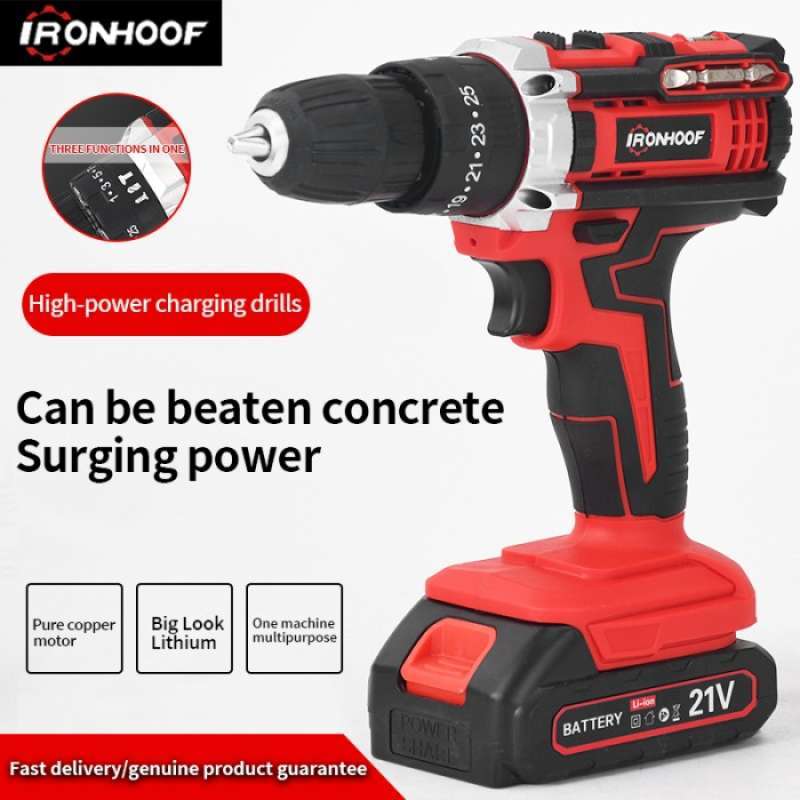Promo Promo- Ironhoof Mesin Bor Listrik Bor Baterai Bor Tanpa Kabel 24v