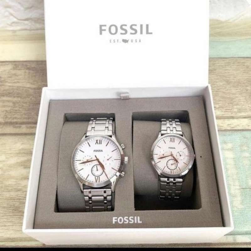 JAM TANGAN COUPLE FOSSIL ORIGINAL BQ2468SET BQ 2468 SET