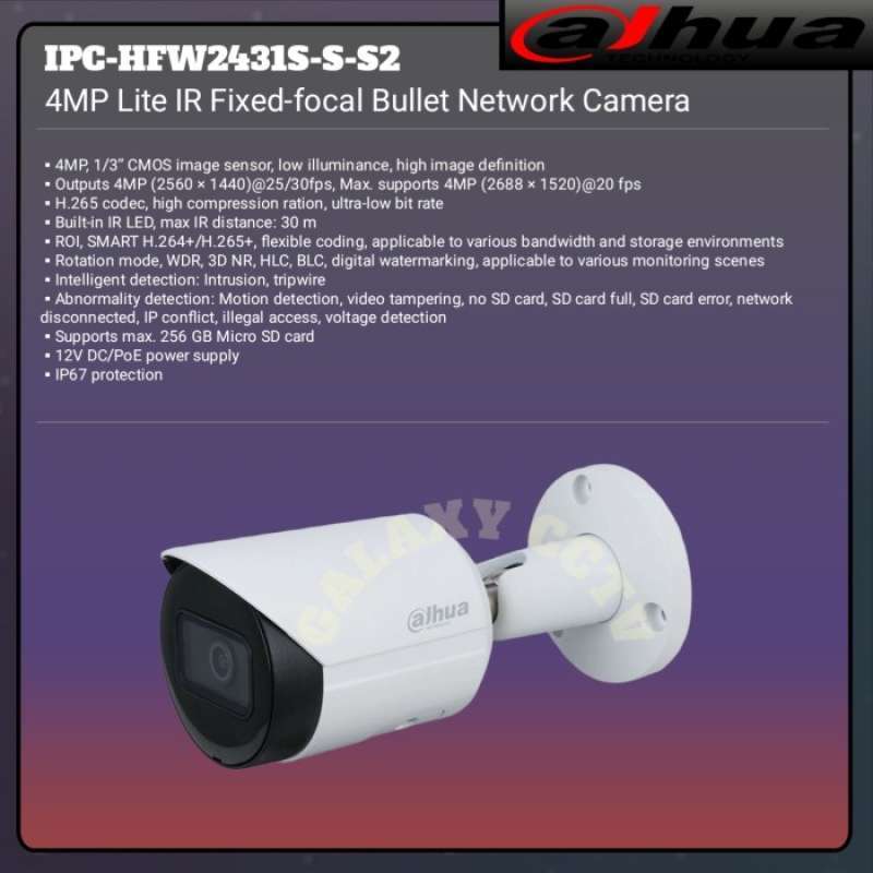 Dahua Technology ipc dh hfw3441e s s2 telecamera di sorveglianza Capocorda telecamera di sicurezza IP Interno e Esterno 2688 x 1520 pi