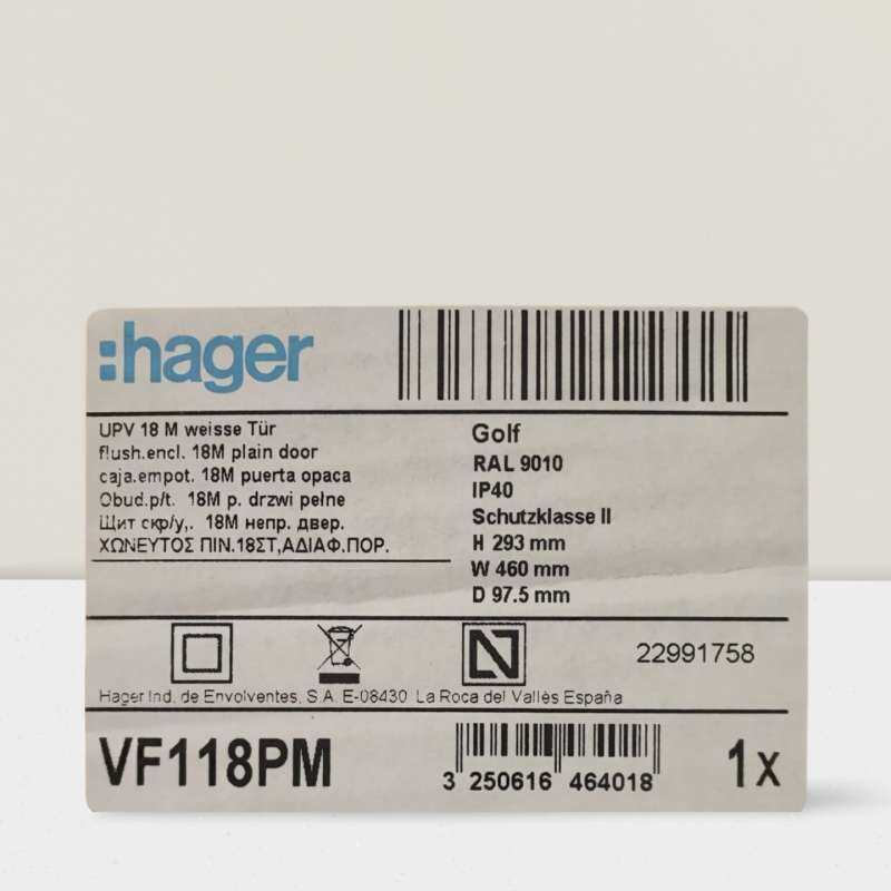 Jual Hager Box Mcb 18 Group Inbow Plain - Vf118pm Di Seller Jady ...