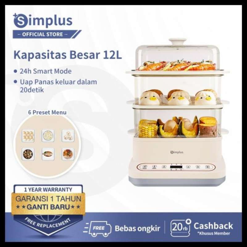 Jual Simplus Electric Cooker 12l Food Steamer Kukusan Listrik 3 Susun ...