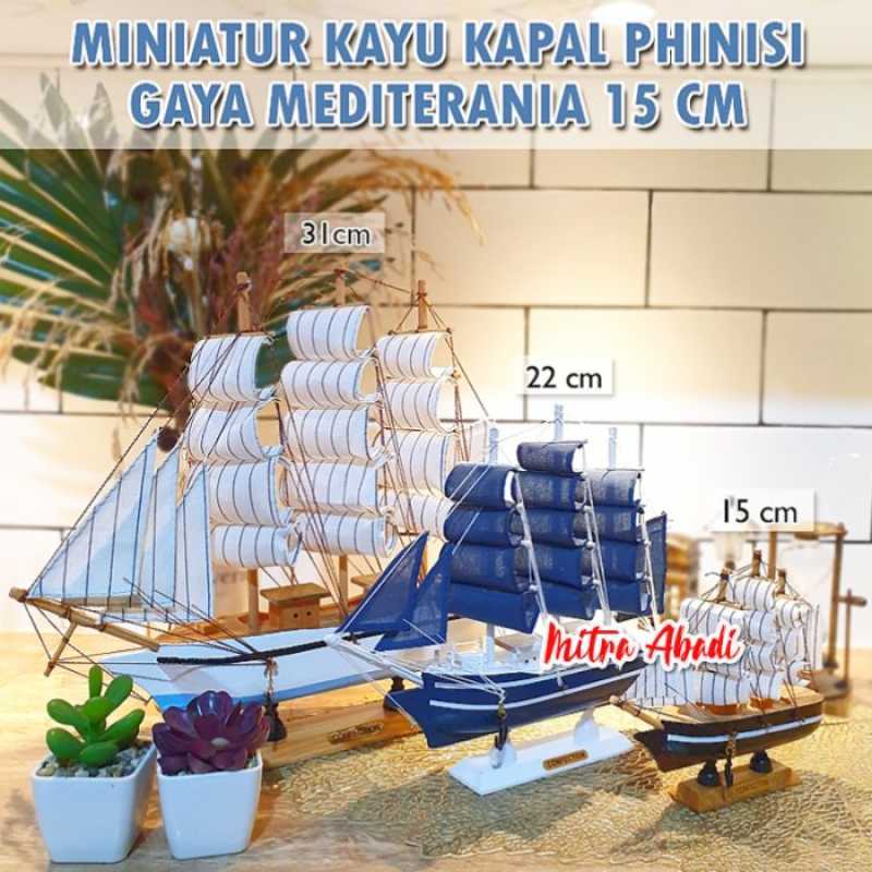 Promo Dekorasi Miniatur Kapal Phinisi Mini Gaya Mediterania Ukuran 15