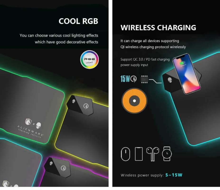 Jual Mousepad Gaming Dell Alienware Charging 15w Rgb Wcmp-2 Wirelees ...