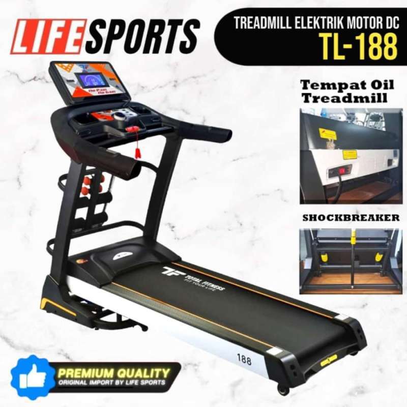 Treadmill Elektrik Automatic Incline TL-188 3HP Treadmil Multifungsi
