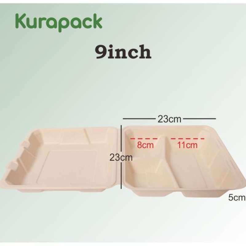 Jual Bagasse Clamshell 3 Sisi Eco Friendly Serat Bambu Biodegradable ...