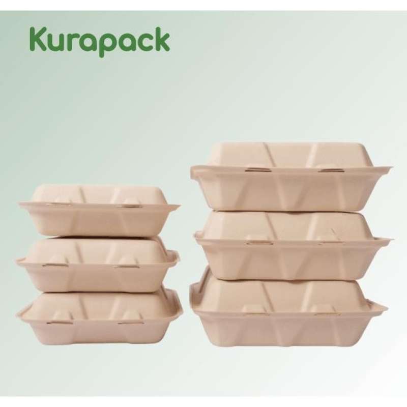Jual Bagasse Clamshell 3 Sisi Eco Friendly Serat Bambu Biodegradable ...