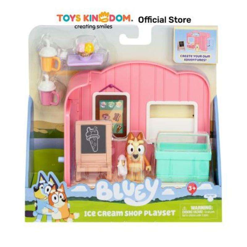 Toys Kingdom Bluey Mini Playset Ice Cream Shop S10 17593 Toys Kids Toy Set  Mainan Imajinatif Anak Koleksi Mainan Anak Bermain Peran