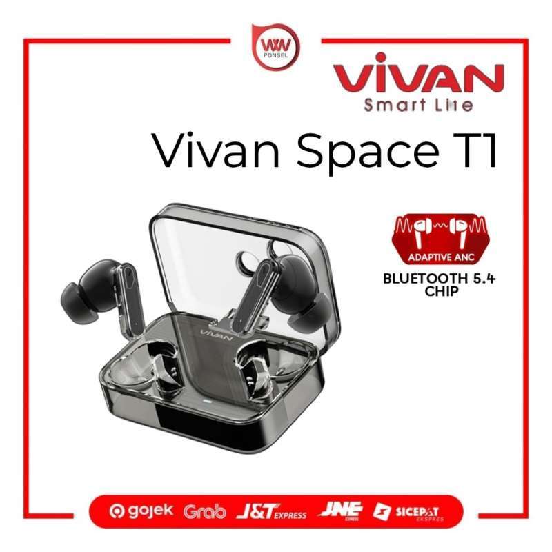 Vivan TWS Space T1 ANC Active Noise Cancelling IPX5 Headset Earphone  Wireless Bluetooth