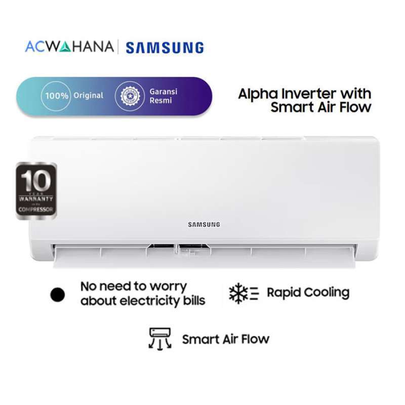 Samsung AC Split Dinding Inverter Alpha Smart Airflow 1/2 PK PK  R32 AR12AYHLAWKNSE AR12AYH AR 12AYHLAWKNSE