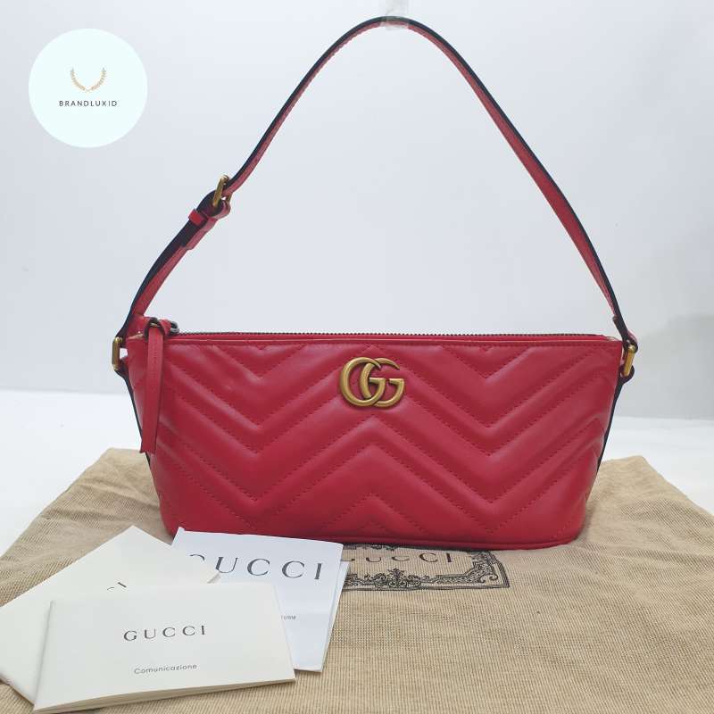 Jual Gucci Marmont Shoulder Hobo Red Leather Ghw Di Seller