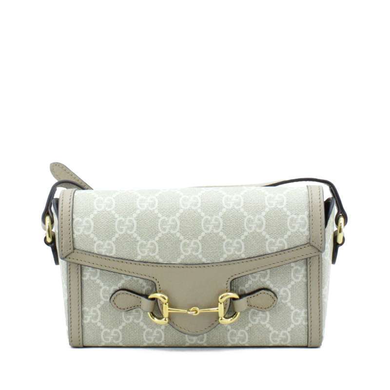 Gucci Horsebit 1955 Mini Bag in Beige and White I15599C