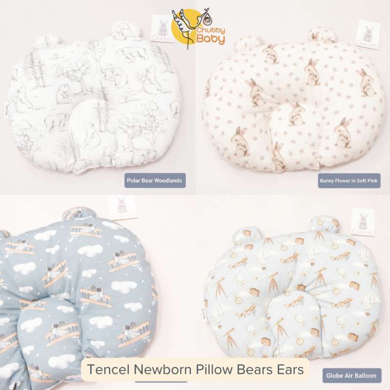 CB Newborn Pillow Bears Ears Baby Pilow Tencel Bantal Kepala Bayi Tencel