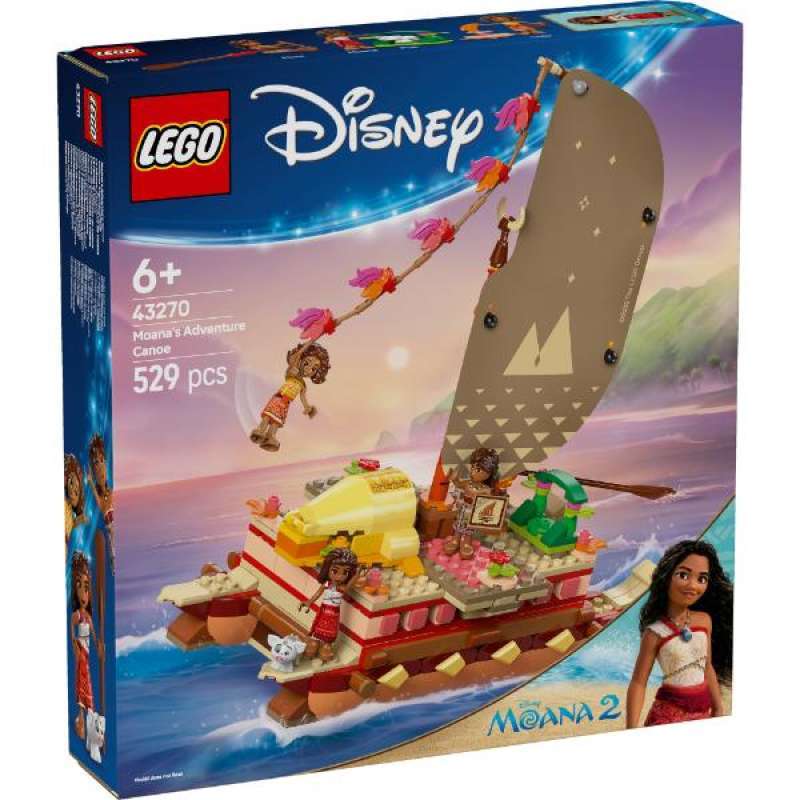 LEGO Disney 43270 Moana's Adventure Canoe (529 Pieces) Balok Mainan Anak (6  Tahun+)