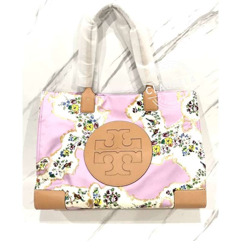 Jual Tory Burch Ella Printed Tote Large In Pink Porcelain Floral