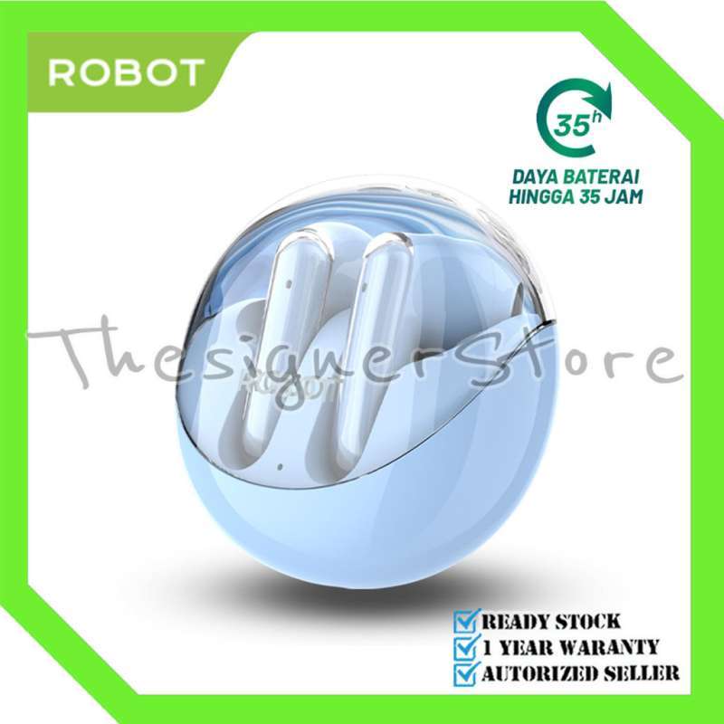 ROBOT T30 Flybuds TWS Earphone Bluetooth Wireless TWS Transparent Case  Garansi Resmi Tahun