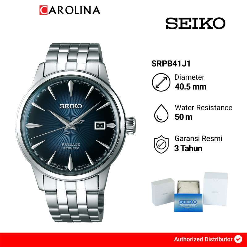 Jam Tangan Pria Seiko Presage SRPB41J1 Blue Gradation Cocktail Time Blue  Moon Automatic Blue Dial Stainless Steel Strap