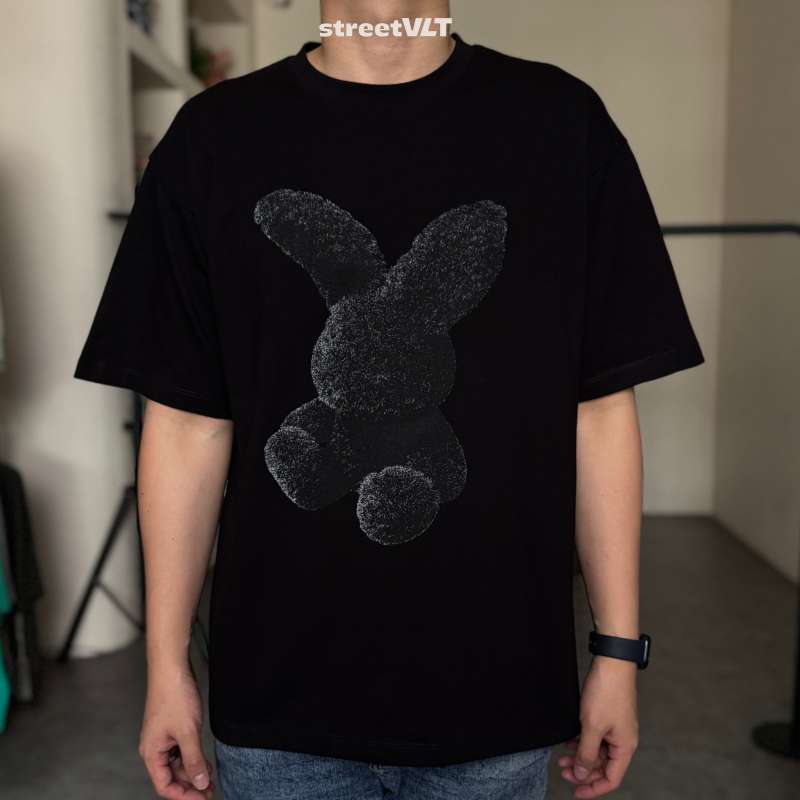 Tシャツ・カットソー [ADLV] HALFTONE DOT LAYER FUZZY RABBIT SHORT SLEEVE T-SHIRT Buy ADLV Halftone Dot Layer Fuzzy Rabbit Tee Black Online in