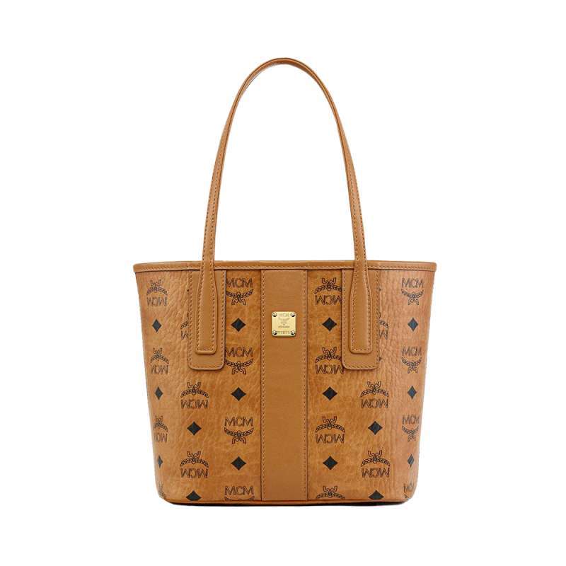 MCM Mini Reversible Liz Shopper Bag in Visetos Cognac